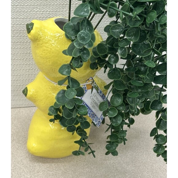 LEMON Ceramic Pottery Bud Vase Figural Yellow 3-D Textured One Design Home - Picture 14 of 17